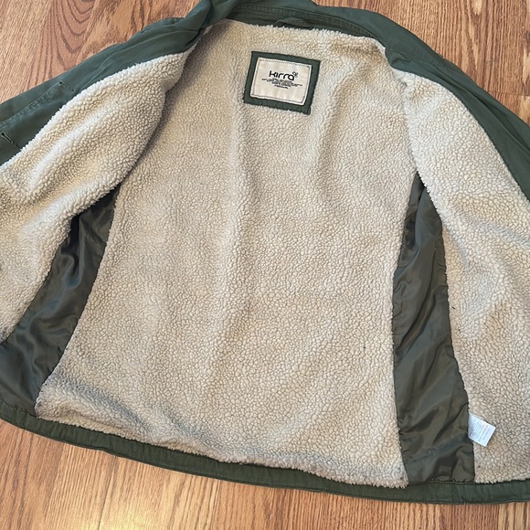Kirra Army Green Utility Jacket with Sherpa Inside (M) - Picture 4 of 6
